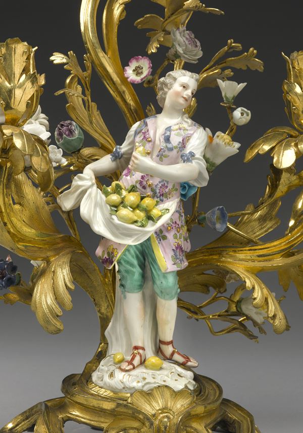 Johann Joachim Kaendler - Two figures of the series of the &quot;Cris de Paris&quot;  mounted as three-branch candelabra | MasterArt